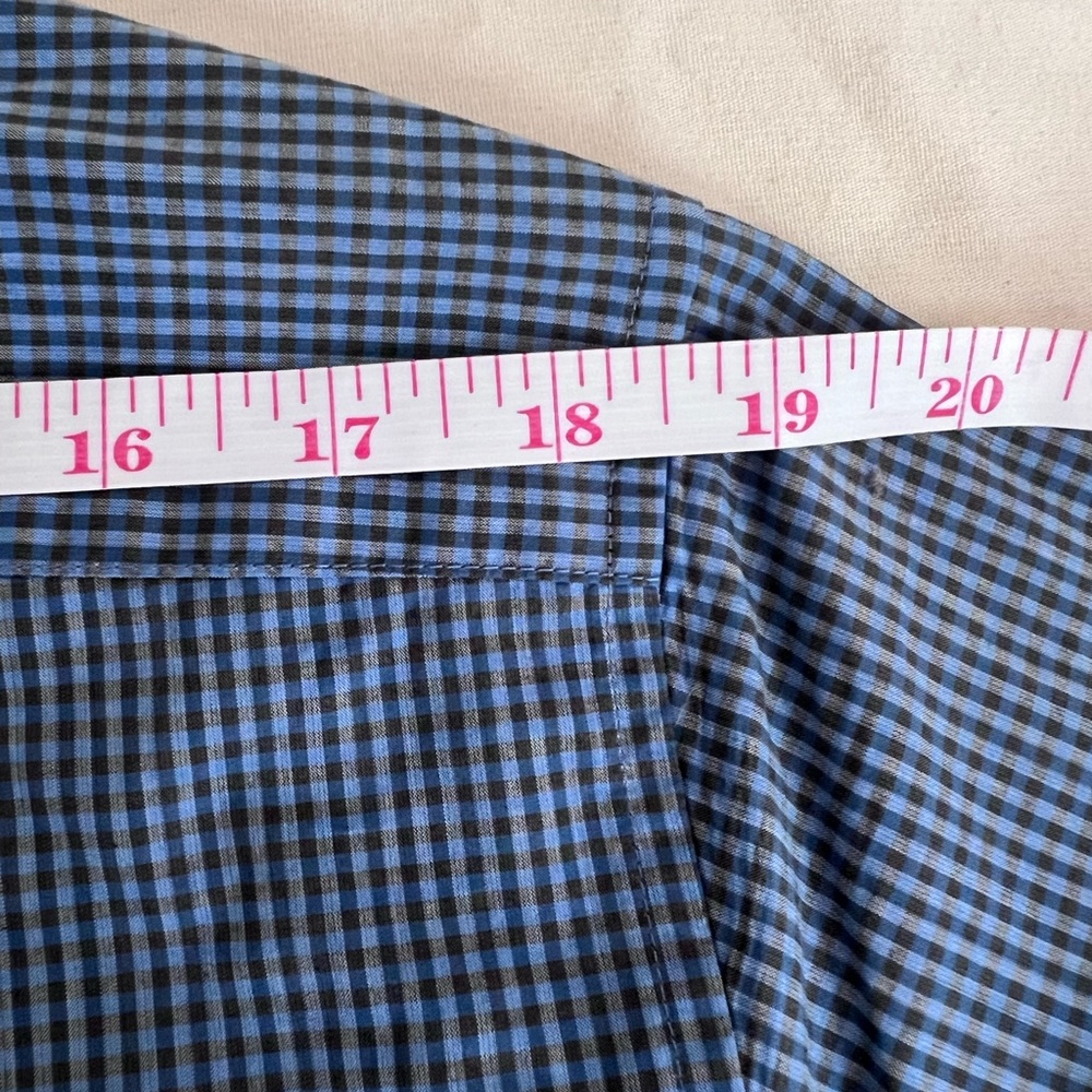 Theory Shirt Mens Blue Checker Plaid Long Sleeve Button Up Casual Size M - Picture 5 of 11